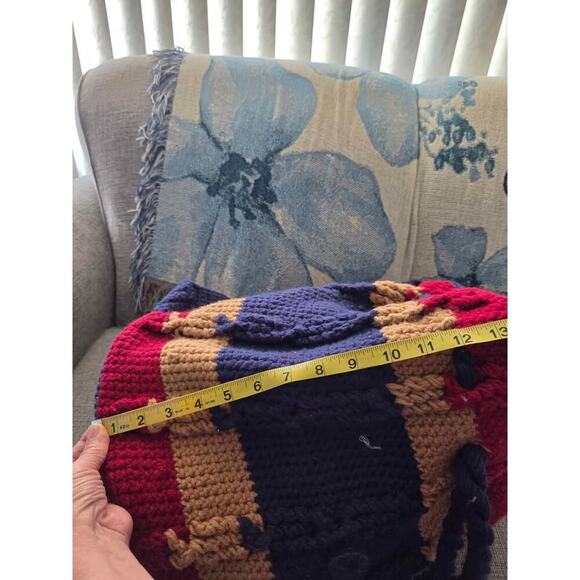 Handmade Crochet I Love Minnie Backpack Navy Red Tan Striped Disney Inspired - Picture 7 of 9